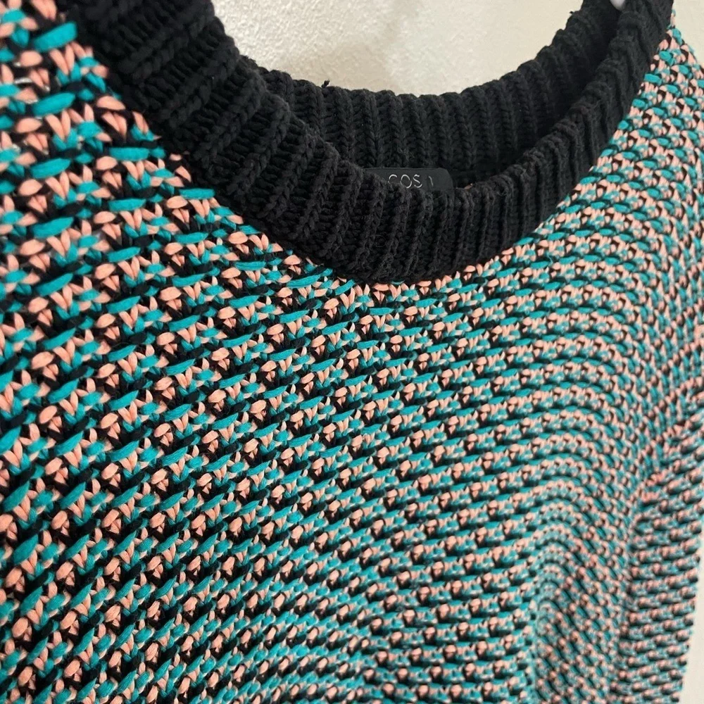 COS Crew Neck Knit Women's Sweater Teal And Peach Size Small